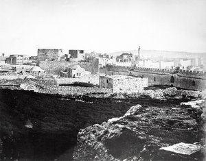 Iglesia de Cristo y la Puerta de Jaffa, Jerusalén, 1857 de Felice Beato